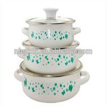 3pc Enamelware thermos insulated food casserole with glass lid